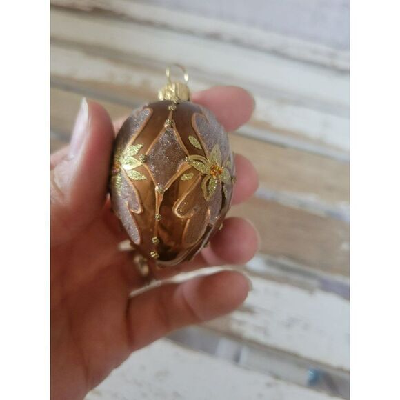 Gold bronze flour mini egg ornament Xmas tree - Picture 7 of 7